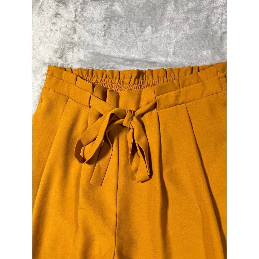SOHO Wide Leg Paperbag Tie Waist Crop Pants Large Boho Luxury - Picture 3 of 5